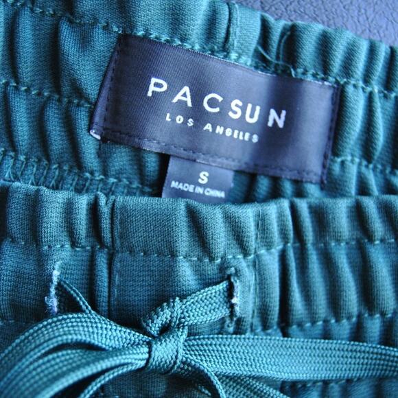 PacSun Small Jogger Sweatpants Green w/ Yellow, Red, & Black Stripe - Picture 4 of 7